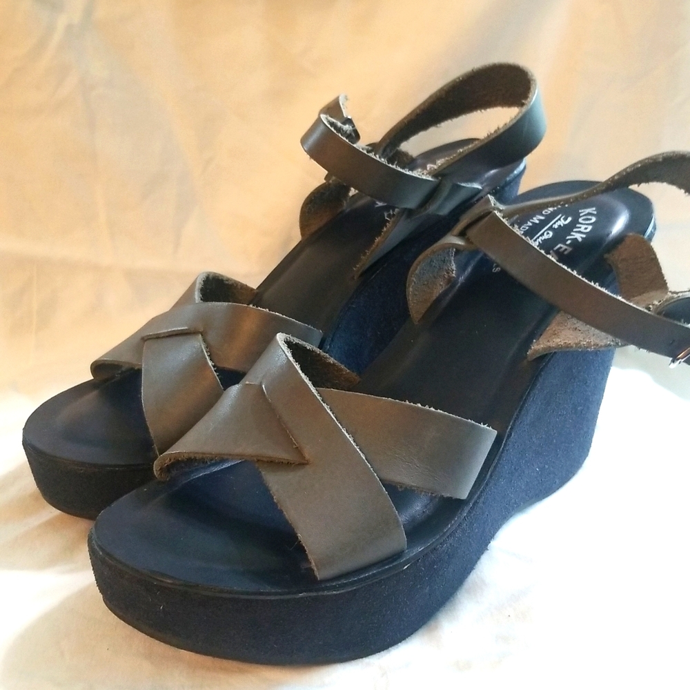 Kork Ease Ava Wedge Platform Sandal Vachetta Leather Suede Size 8